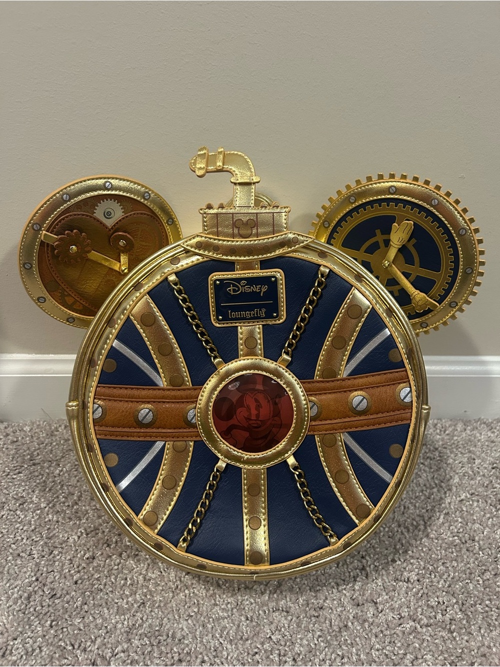 Loungefly Disney Steampunk Mickey Mouse Mini Backpack Navy & Gold -NWT